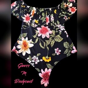 GUESS black floral bodysuit. Size M